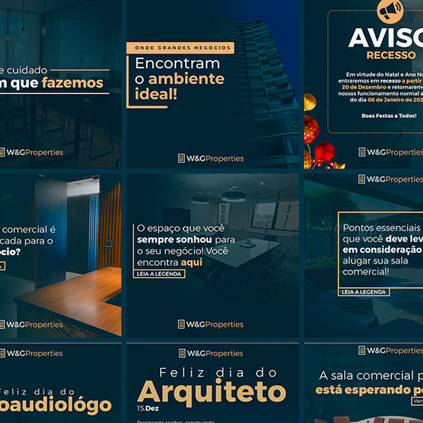 Social media para a W&G Properties: posts para Instagram